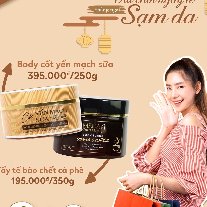 Combo Tẩy Tế Bào Chế Cafe và Body Yến Mạch Sữa MEEA Premium