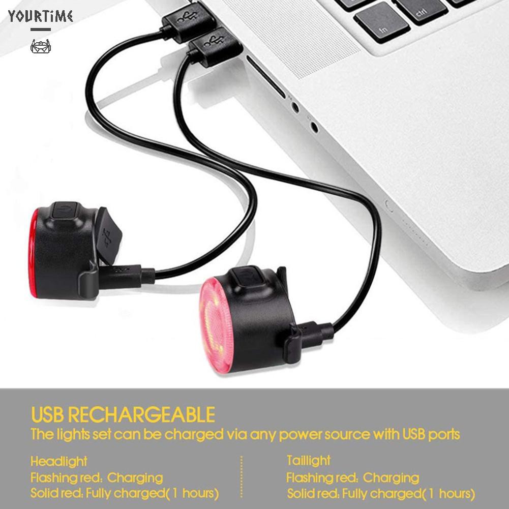 Đèn xe đạp cảnh bảo an toàn sạc USB chống nước dễ lắp đặt đầu hoặc đuôi xe