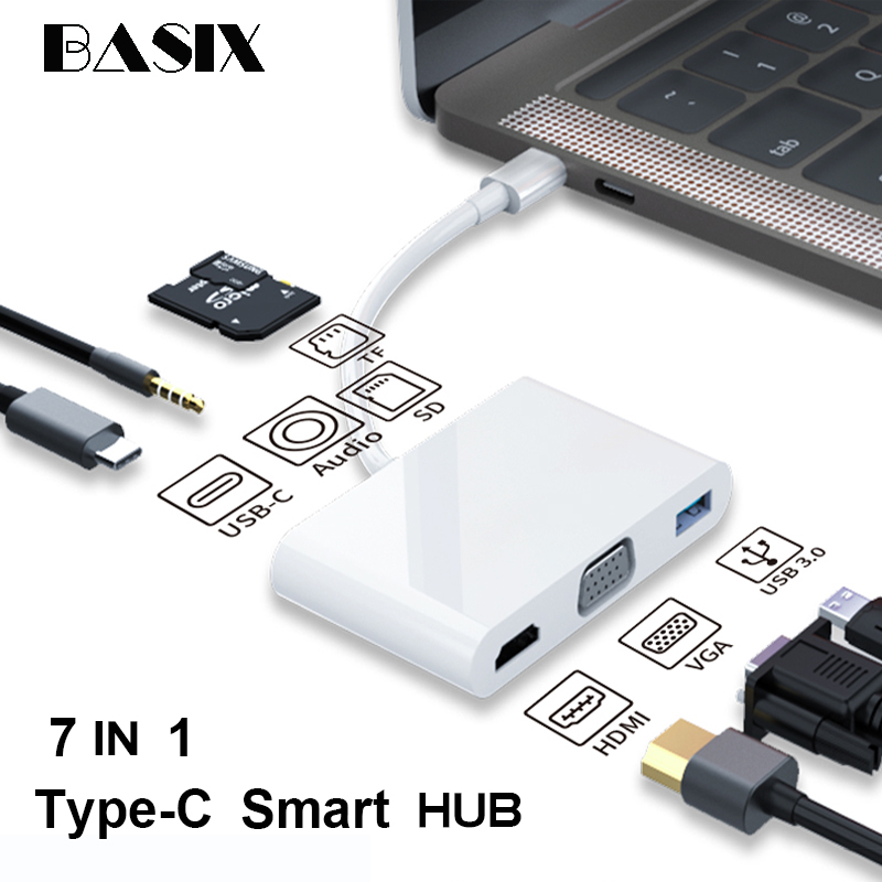 Đầu Chuyển Đổi Usb-c Sang Hdmi / Vga / Pd Audio / Sd / Tf / R17pro / Samsung Laptop / Huawei Matebook / Xiaomi / Apple Macbook Air / Pro