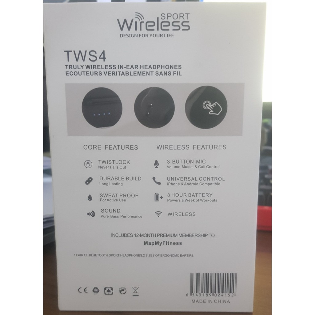 Tai nghe Bluetooth không dây TWS4 ST-W V5.0 dùng cho iphone, android có mic chống ồn, kiểu dáng thể thao