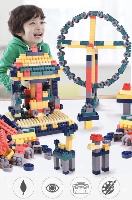 Bộ lego xếp hình 520 chi tiết đồ chơi cho bé lắp ráp , trò chơi phát triển tư duy , sáng tạo , trí tưởng tượng.