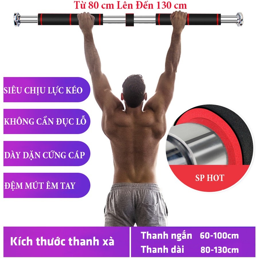 Thanh tập xà đơn treo tường gắn cửa loại dài 80-130cm