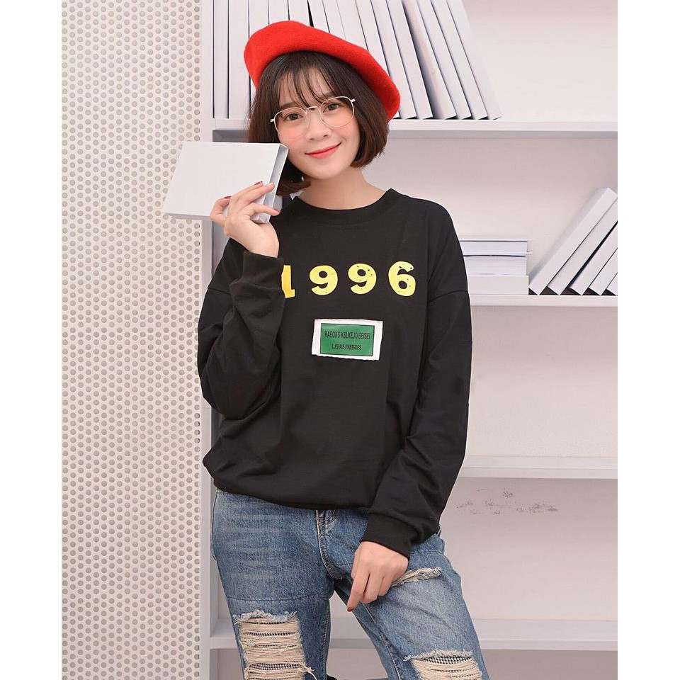 Sweater 1996 vải da cá - Đen