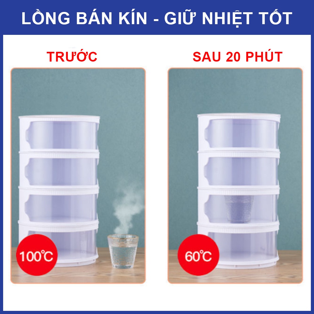 Lồng bàn 5 tầng giữ nhiệt thông minh chất liệu nhựa cao cấp, Lồng bàn nhiều tầng bảo quản thực phẩm chống côn trùng