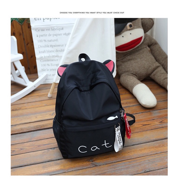 Balo đi học vải dù , balo mèo xinh xắn