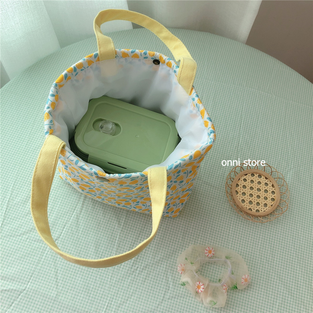 Túi tote cotton dày cách nhiệt in hoa thời trang