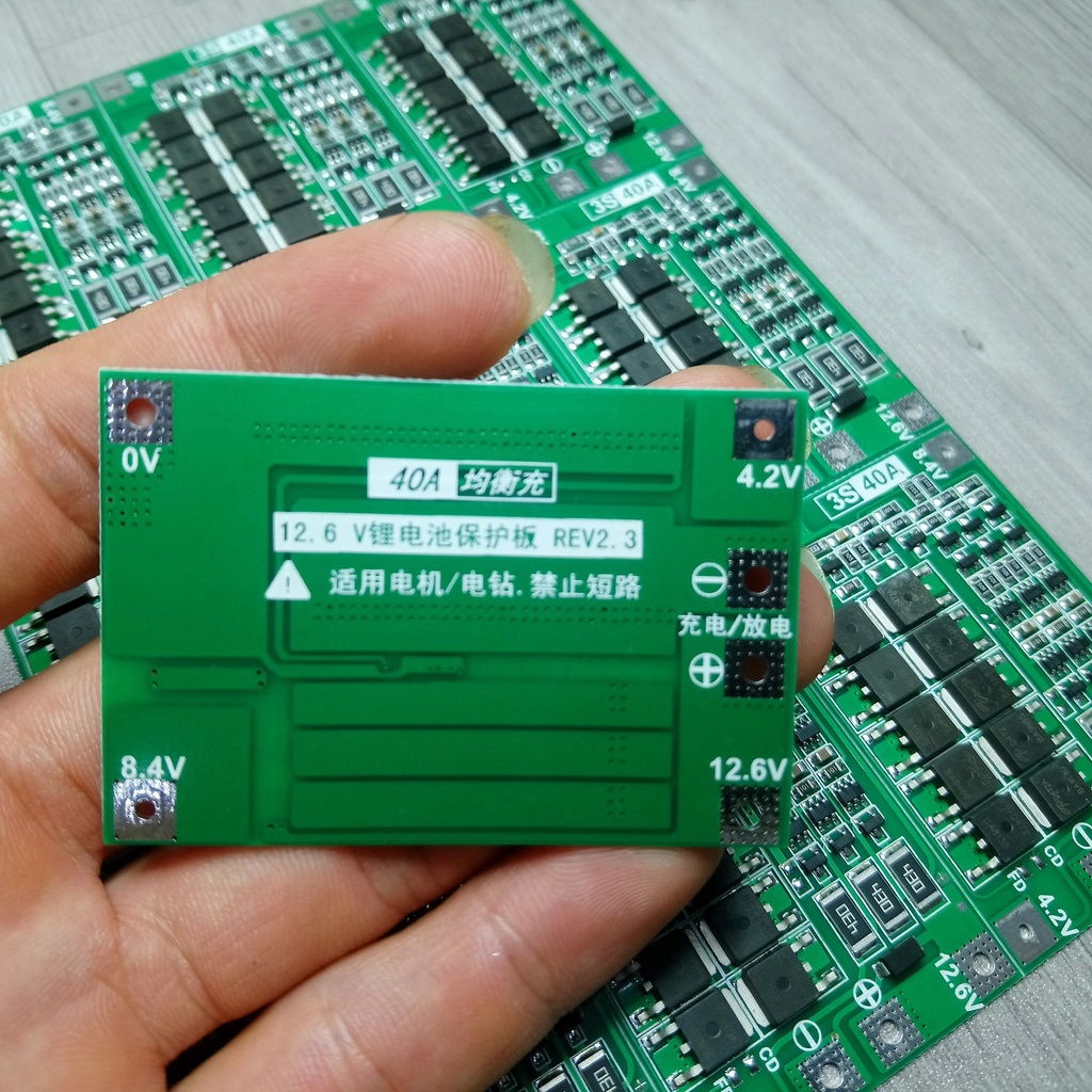 Mạch 3S Cân bằng 40A, 60A 12V 18650 Bảng bảo vệ pin có thể dùng trong máy khoan