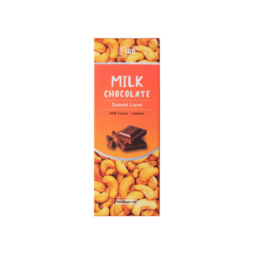 [CHÍNH HÃNG-ĂN LÀ GHIỀN] Milk Chocolate Hạt điều 20g 50% cacao FIGO VIET NAM ( ĐỒ ĂN VẶT NGON )