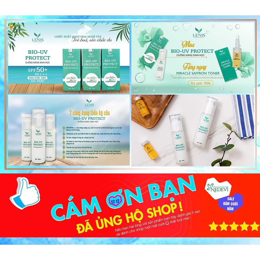 Kem Chống Nắng Sinh Học Bio UV Protect Lenis SPF50+ Pa+++ 50ml dạng Gel Không Nhờn Rít Thẩm Thấu Nhanh - Naa Cosmetic | BigBuy360 - bigbuy360.vn