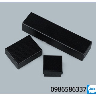 [COMBO 20] Hộp nhẫn, dây chuyền, vòng, bộ trang sức bằng giấy màu đen, hoa văn ca rô chìm