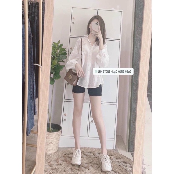 Sét áo sơ mi trắng đũi tay dài + quần đen ❤️