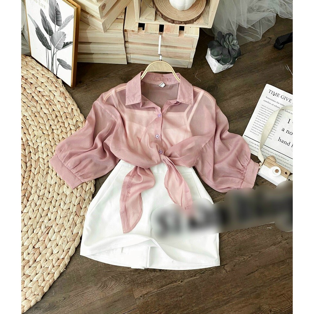 Sơ Mi Voan 💥𝑭𝑹𝑬𝑬𝑺𝑯𝑰𝑷💥Sơ Mi  CE Tay Ngắn Chất Voan Xịn Xò,LY STORE