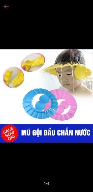 Mũ gội đầu chắn nước/có bịt tai cho bé_ nhiều màu