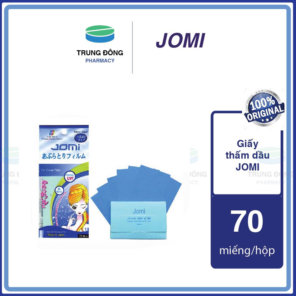 Giấy thấm dầu JOMI Face Oil Remover Film Nhật Bản: 70 miếng, thấm hút cao, siêu mịn không mủn - Trung Đông Pharmacy