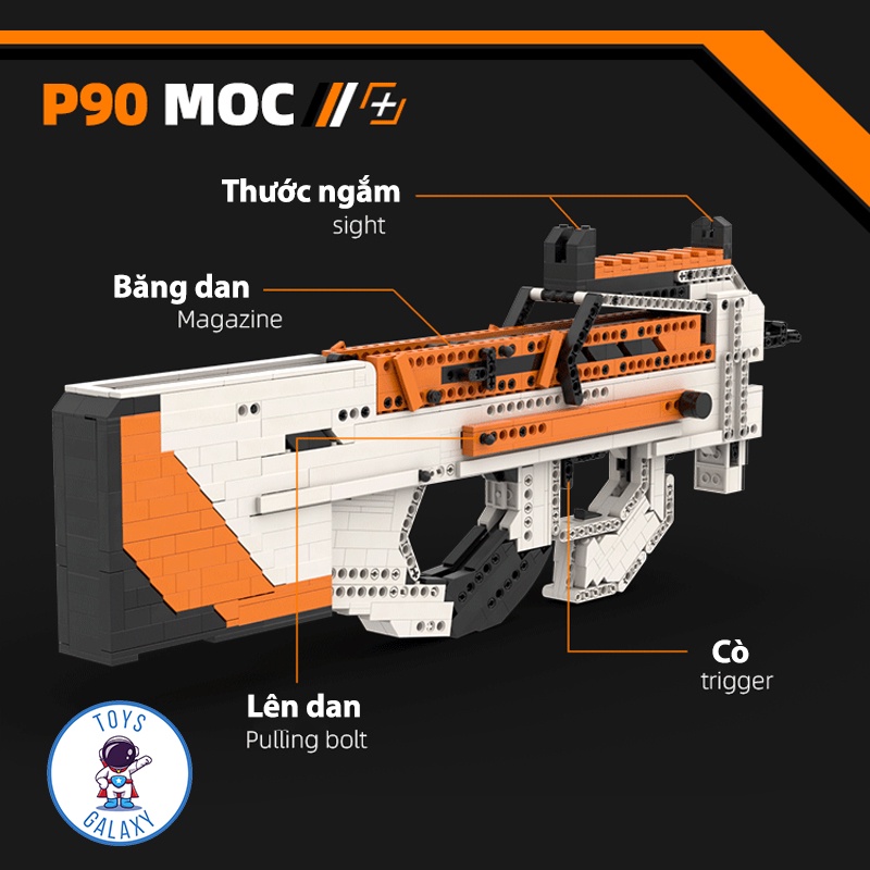 Đồ Chơi Lắp Ráp Mô Hình PUBG Mô Hình P90 Asiimov Bắn Thun Nịt MOC Kevin183 / CSGO Free Fire Lửa Chùa CoD Titanfall