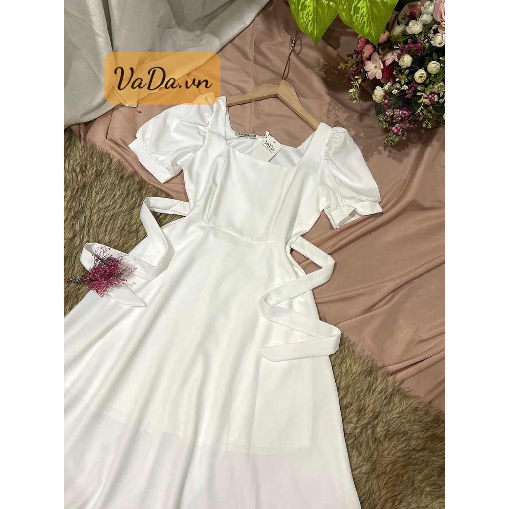Đầm dạ hội Đầm dự tiệc tay ngắn 2021 màu đen, trắng, đỏ, cổ vuông siêu xinh dễ thương - Thời trang VADA - Đ998