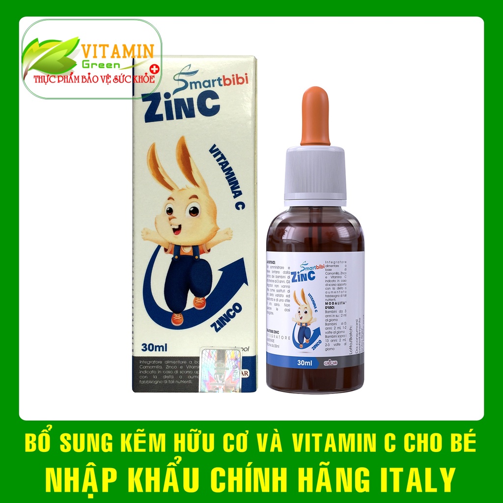 Bổ sung kẽm Vitamin C cho bé Smartbibi ZINC cải thiện biếng ăn, tăng sức đề kháng | nhập khẩu chính hãng Italy