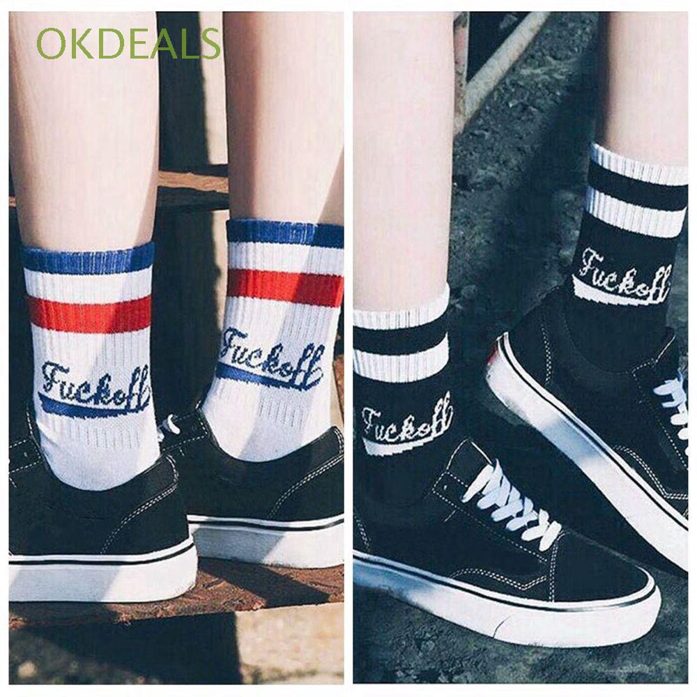 Vớ cotton cổ cao kẻ sọc ngang phong cách Harajuku cá tính