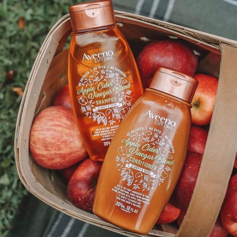 Hàng Mỹ - Dầu gội xả sạch nhờn &amp; tăng độ bóng tóc Aveeno Apple Cider Vinegar Blend