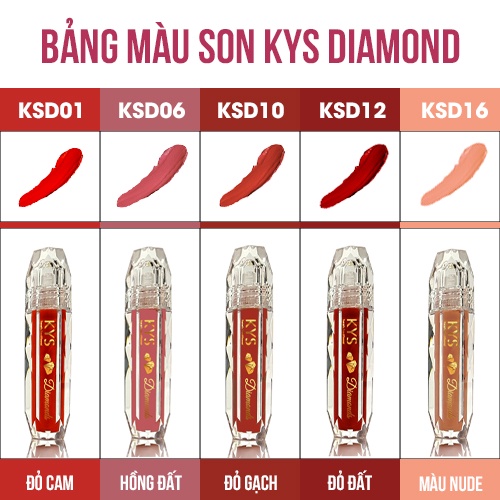 Son kem lì Diamonds Đỏ cam KYS chocolate không chì mềm môi 3gr