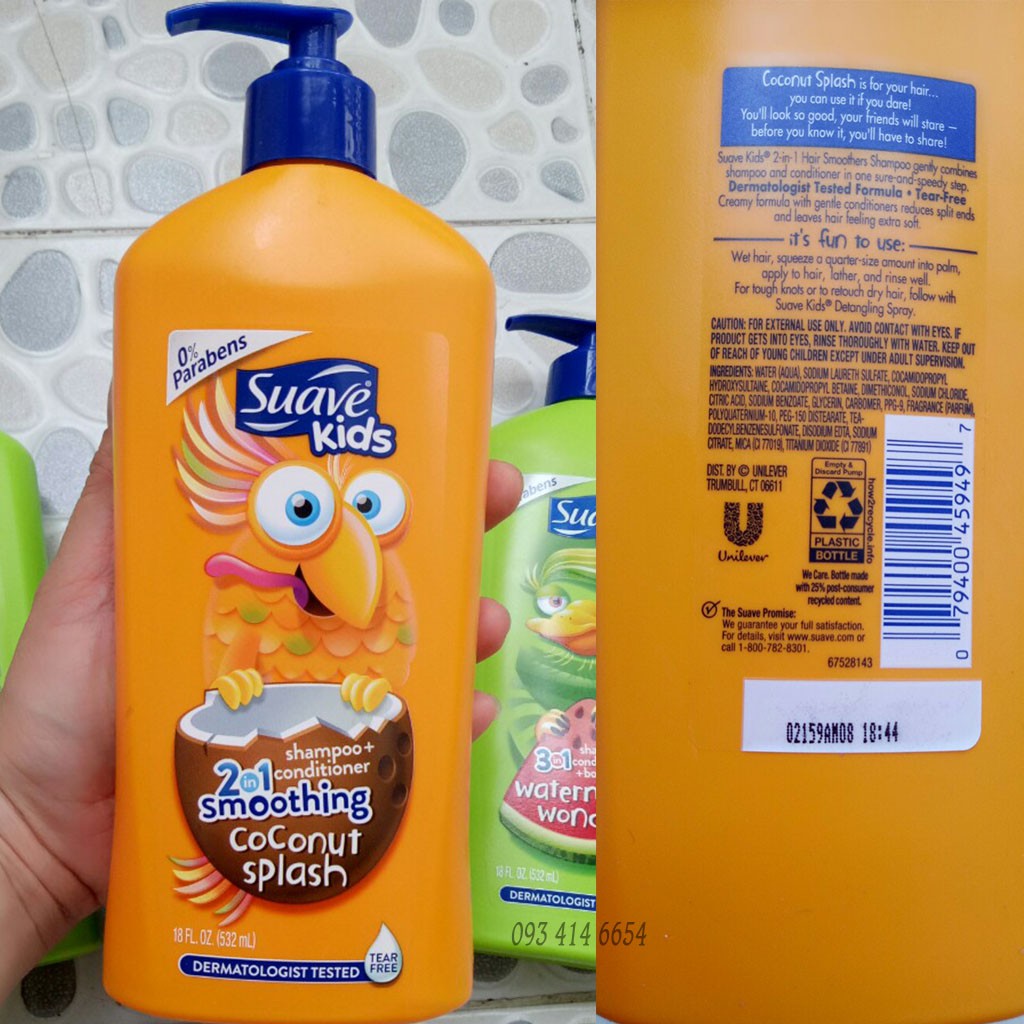 Sữa Tắm Gội Xả Suave Kids 3 In 1 Mẫu Mới Chai Có Vòi 532ml