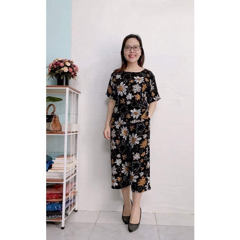 Đồ bộ mặc nhà trung niên tay ngắn - chất lụa hàn châu cao cấp