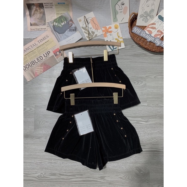 Quần sooc nhung gắn đinh