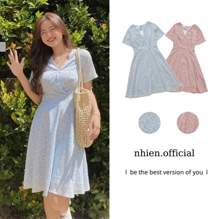 Đầm hoa nhí cổ V nhiennhienvintage BD18