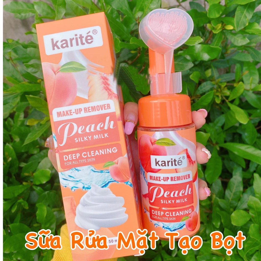 Sữa tẩy trang Karite kèm Đầu Cọ Peach Silky Milk Remover