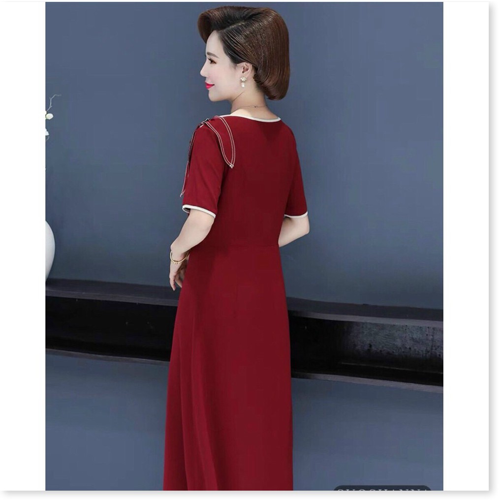 ĐẦM COTTON LẠNH SUÔNG VAI NƠ CÀI PHỤ KIỆN THỜI TRANG MỚI KME