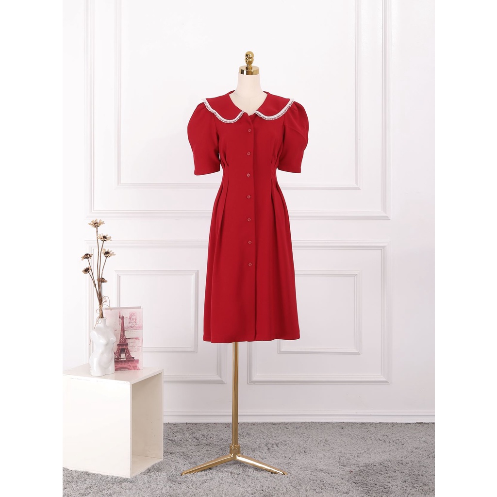 Đầm suông nữ, tay phồng , cổ sơ mi thanh lịch, sang chảnh, thiết kế cao cấp TK Fashion - DKB76
