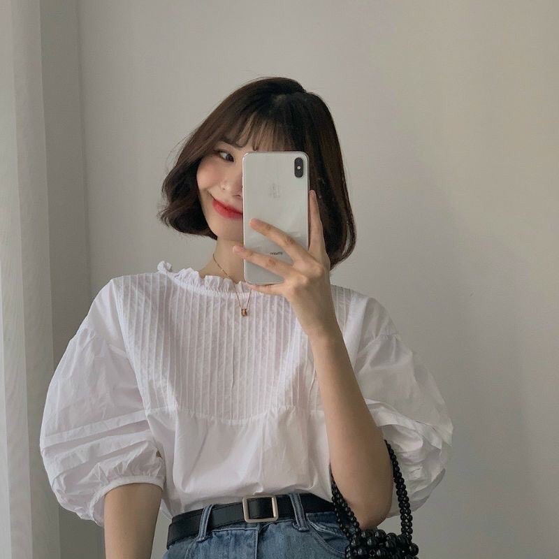 Áo babydoll li nhún tay lửng (video thật/có sẵn) | BigBuy360 - bigbuy360.vn