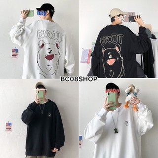 Áo Sweater Nỉ Tay dài Unisex GẤU HEY 2 màu đen trắng BC178