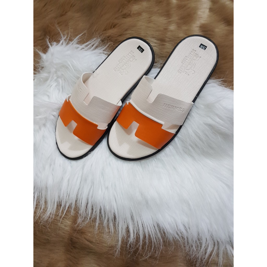 DÉP NAM CHỮ H TRẮNG/TRẮNG CAM