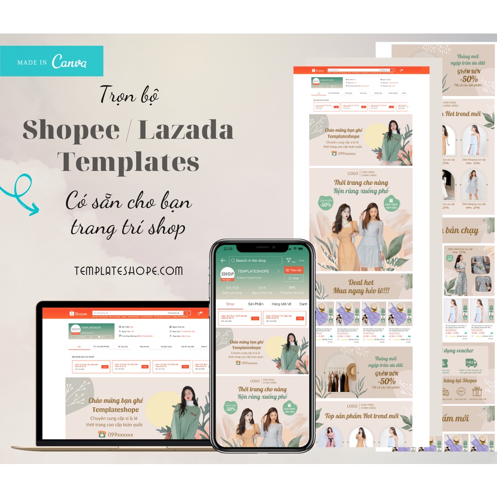 Shopee template / banner trang trí gian hàng online ngành thời trang nữ