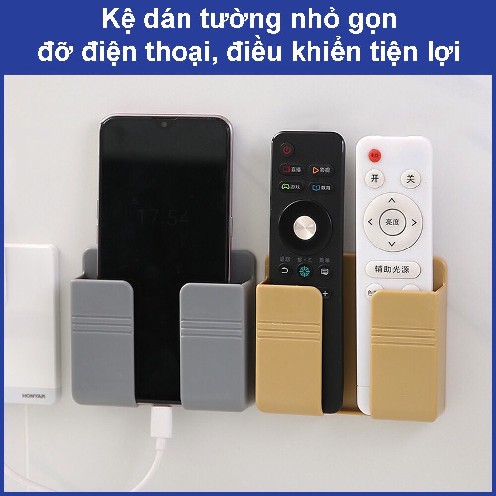 Kệ Để Điện Thoại Kệ Đựng Remote Sạc Điện Thoại Dán Tường Không Cần Khoan Tiện Lợi