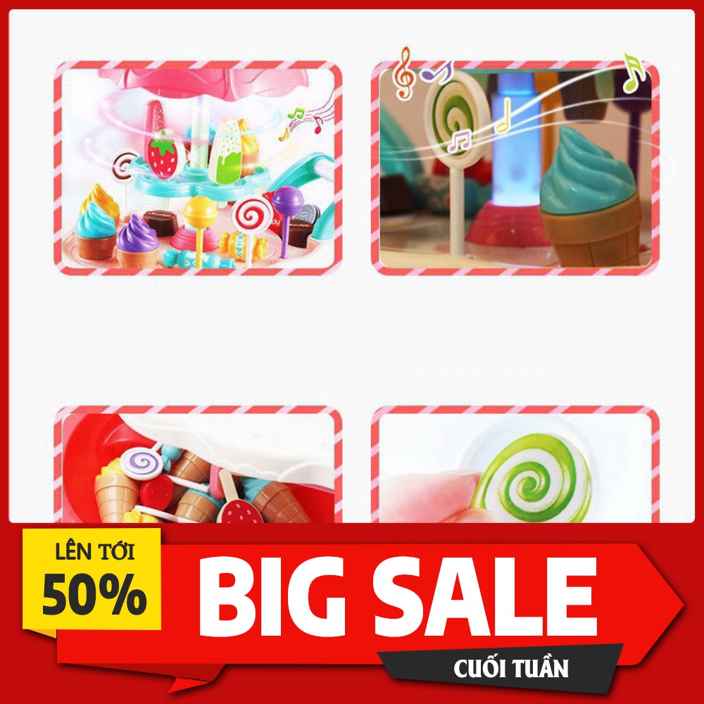 Đồ chơi Xe Kem loại LỚN có ĐÈN NHẠC, CÓ Sticker dán trang trí xe kem - XE ĐẨY KEM...