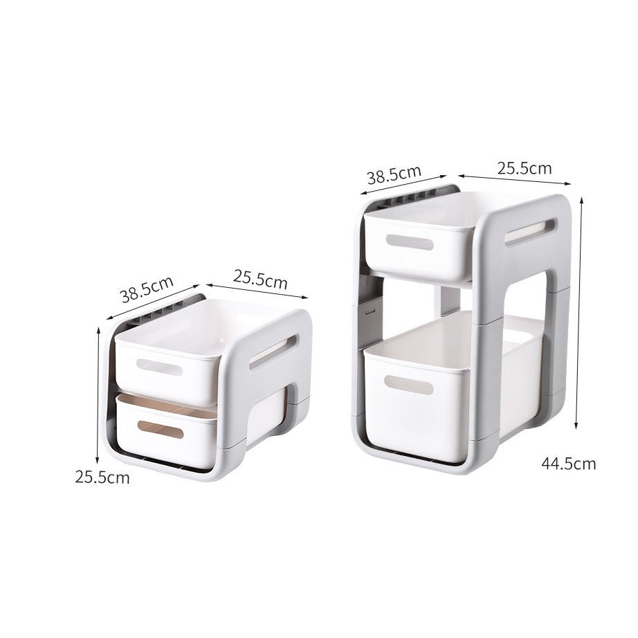 Kệ nhưạ hai tầng có bánh xe hộc kéo lưu trữ đồ  -HyHy Home Decor