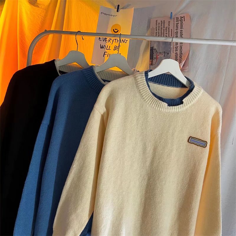 Áo len sweater tay dài cổ tròn dáng rộng hợp thời trang sành điệu cho nam