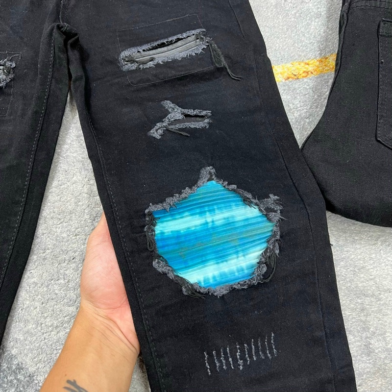 Quần biker amiri bản vá da màu cao cấp Qj192