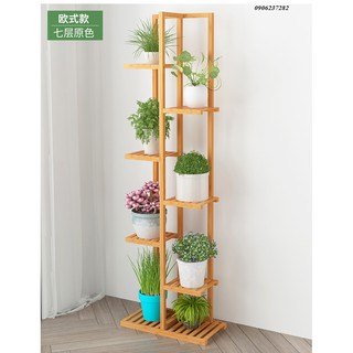Kệ/vách trang trí ziczac bằng tre 7 tầng