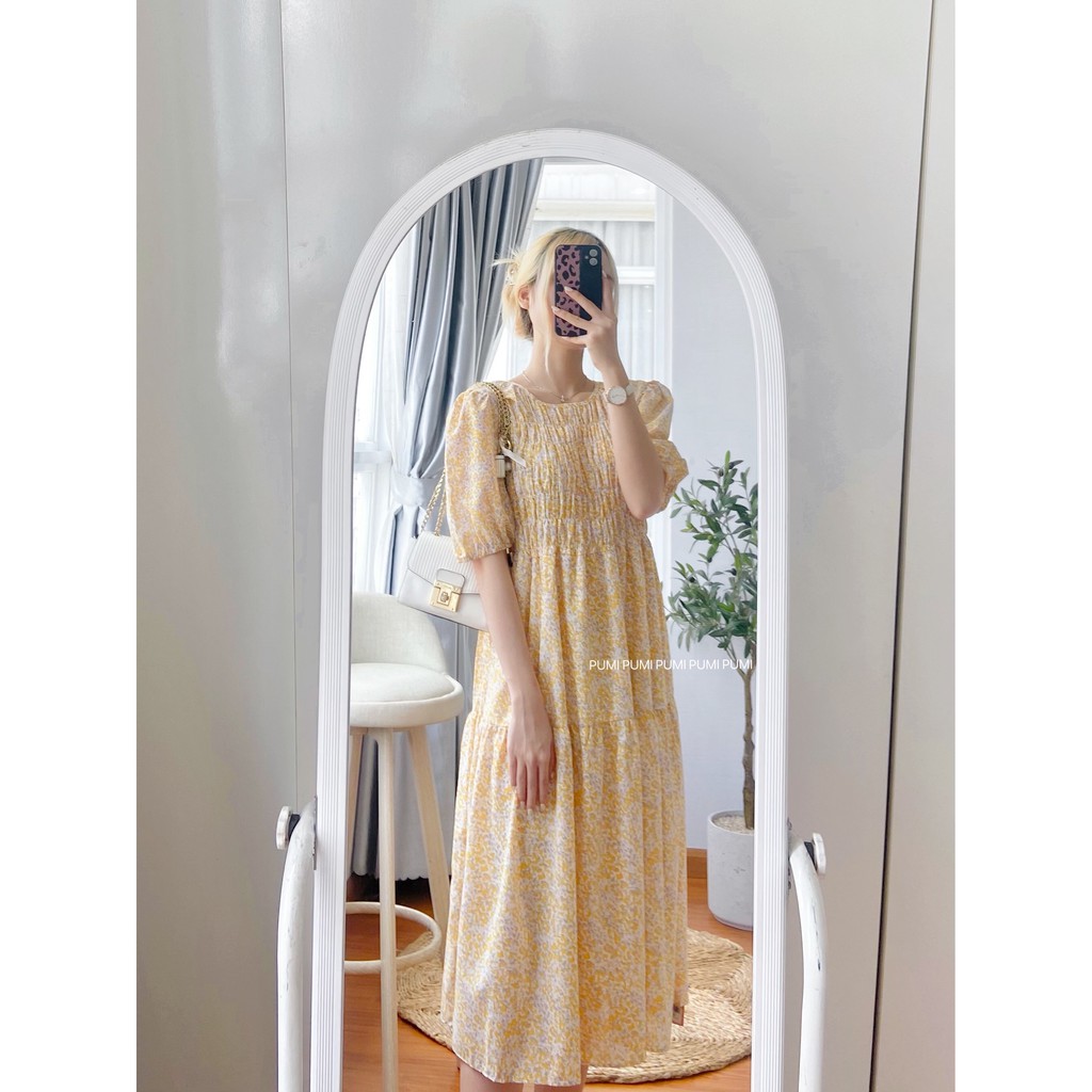 Đầm cổ tròn tay ngắn nhung thun Pumi | BigBuy360 - bigbuy360.vn