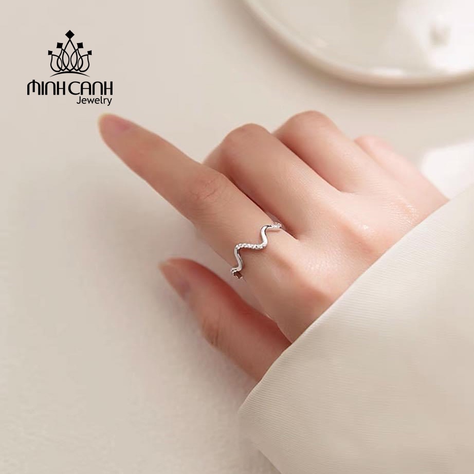 Nhẫn Bạc Lượn Sóng Đá Tấm Minh Canh Jewelry