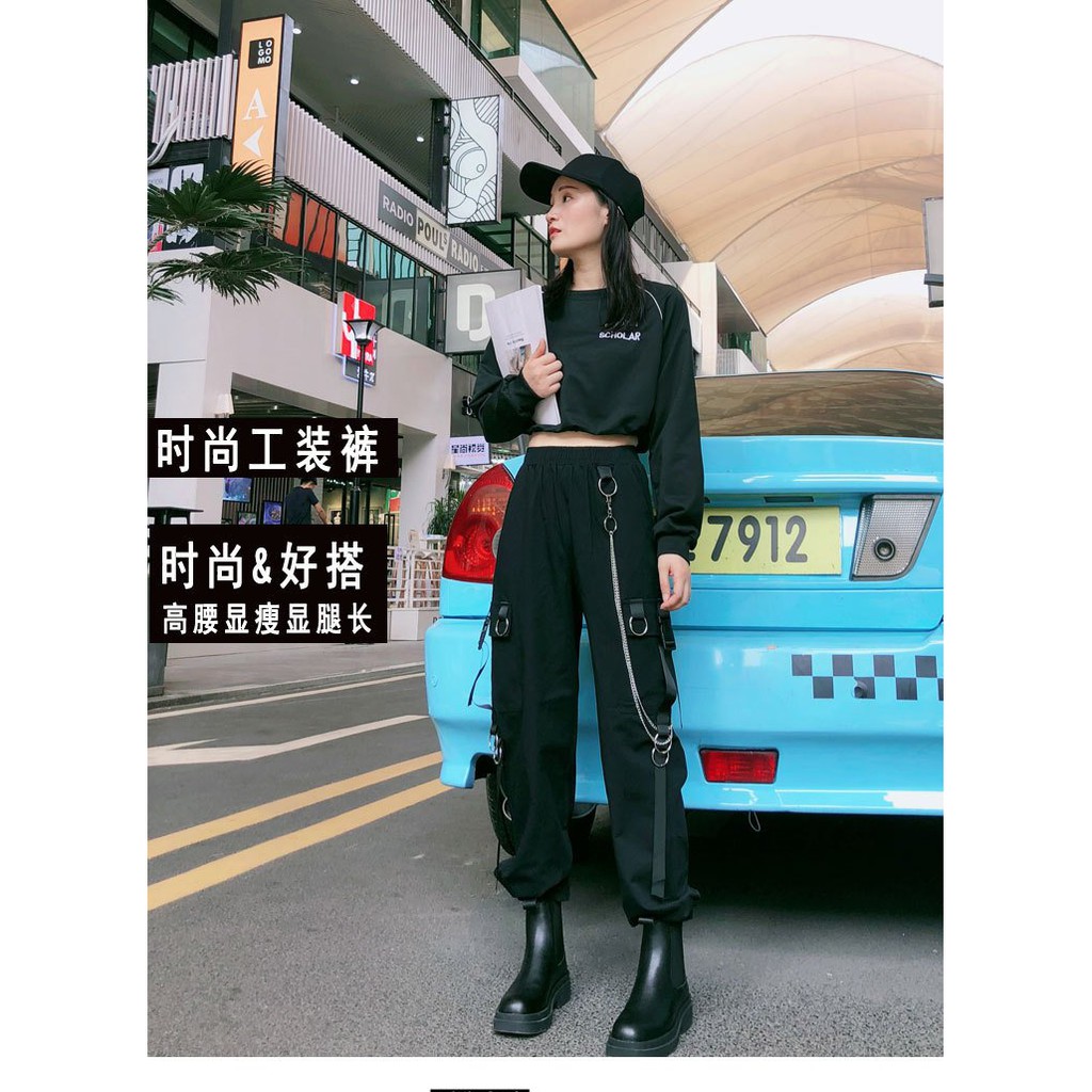 Quần kaki xích phối dây kiểu dáng jogger ống suông trẻ trung cá tính/ Quần jogger nam nữ dáng rộng unisex siêu hàn quốc | BigBuy360 - bigbuy360.vn