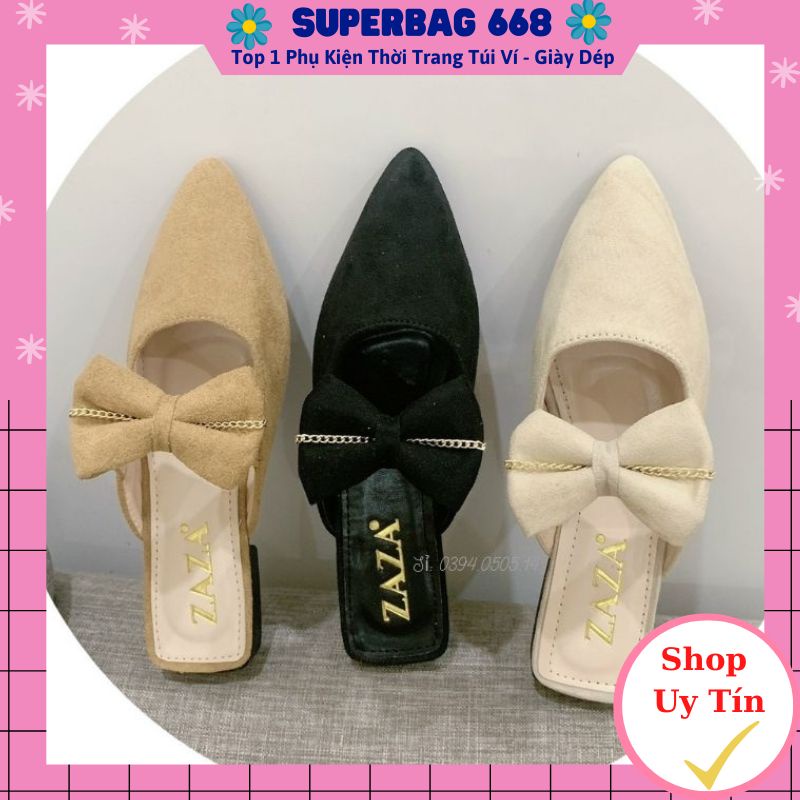 Sục Nữ ♥️FREESHIP♥️ Dép Sục Nữ Da lộn Mềm Mại Đính Nơ Siêu Xinh SPB 66