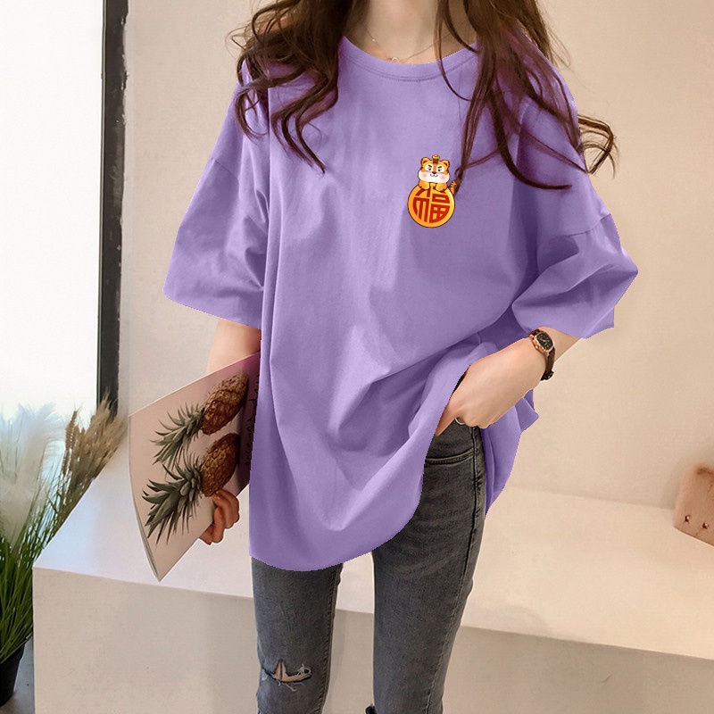 NRVP Áo thun tay ngắn cổ tròn in hình hổ năm mới Trung Hoa thời trang mùa hè cho nữ 2022