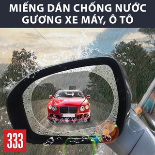 4 Miếng dán chống bám nước Gương Ô Tô xe máy hình Ovan Lớn 100x150mm