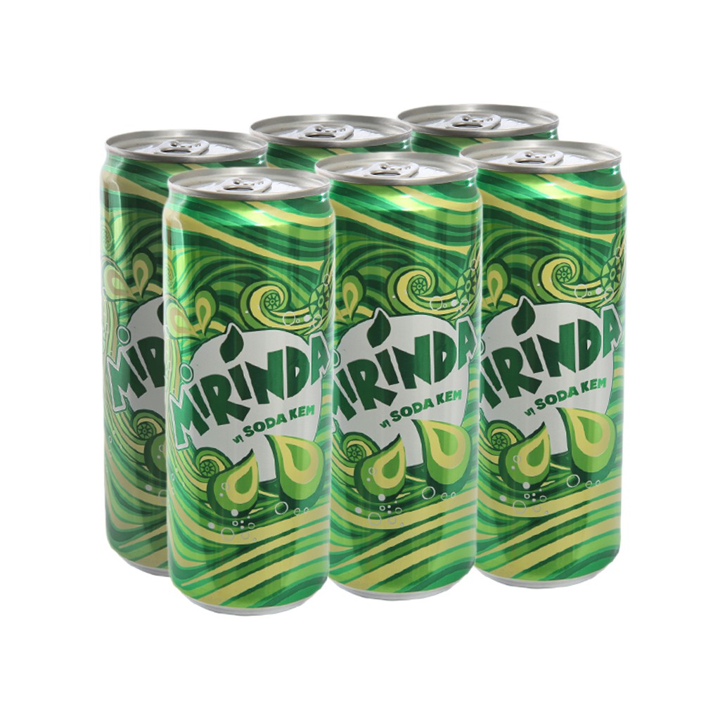 Lốc 6 lon nước ngọt Mirinda vị soda kem 330ml