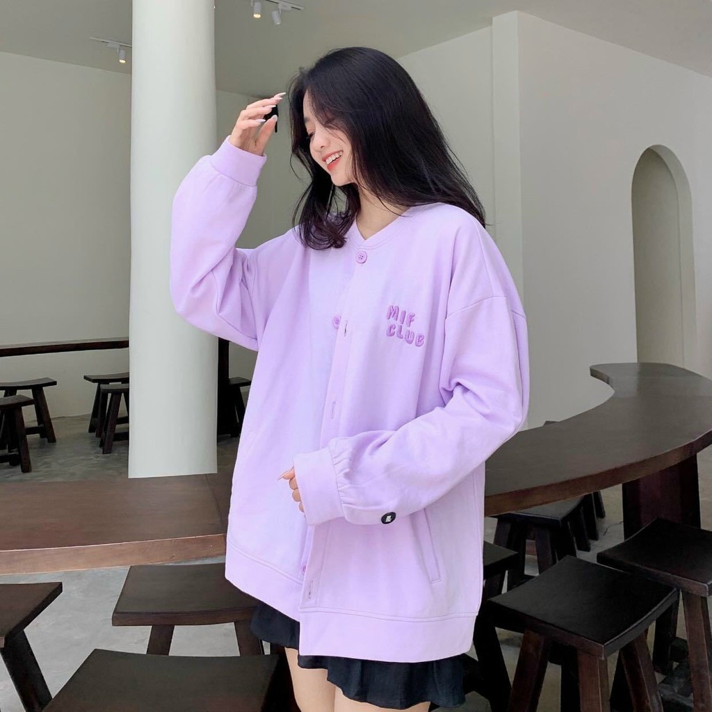 [Video+Ảnh Thật] Áo Khoác Cardigan Nữ Form Rộng Unisex Chất Nỉ Thêu MIF CLUB Ulzzang AK180 TD Fashion Nam Form Rộng | BigBuy360 - bigbuy360.vn