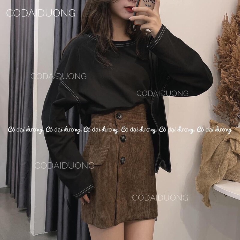 Áo thun chỉ nổi dáng suông rộng  tay dài màu trơn thời trang cho nữ | BigBuy360 - bigbuy360.vn